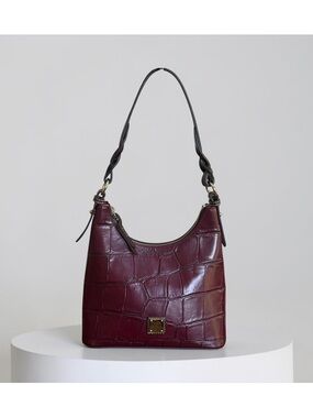 Dooney & Bourke Women’s Croc-Embossed Leather Burgundy Shoulder Hobo Bag!